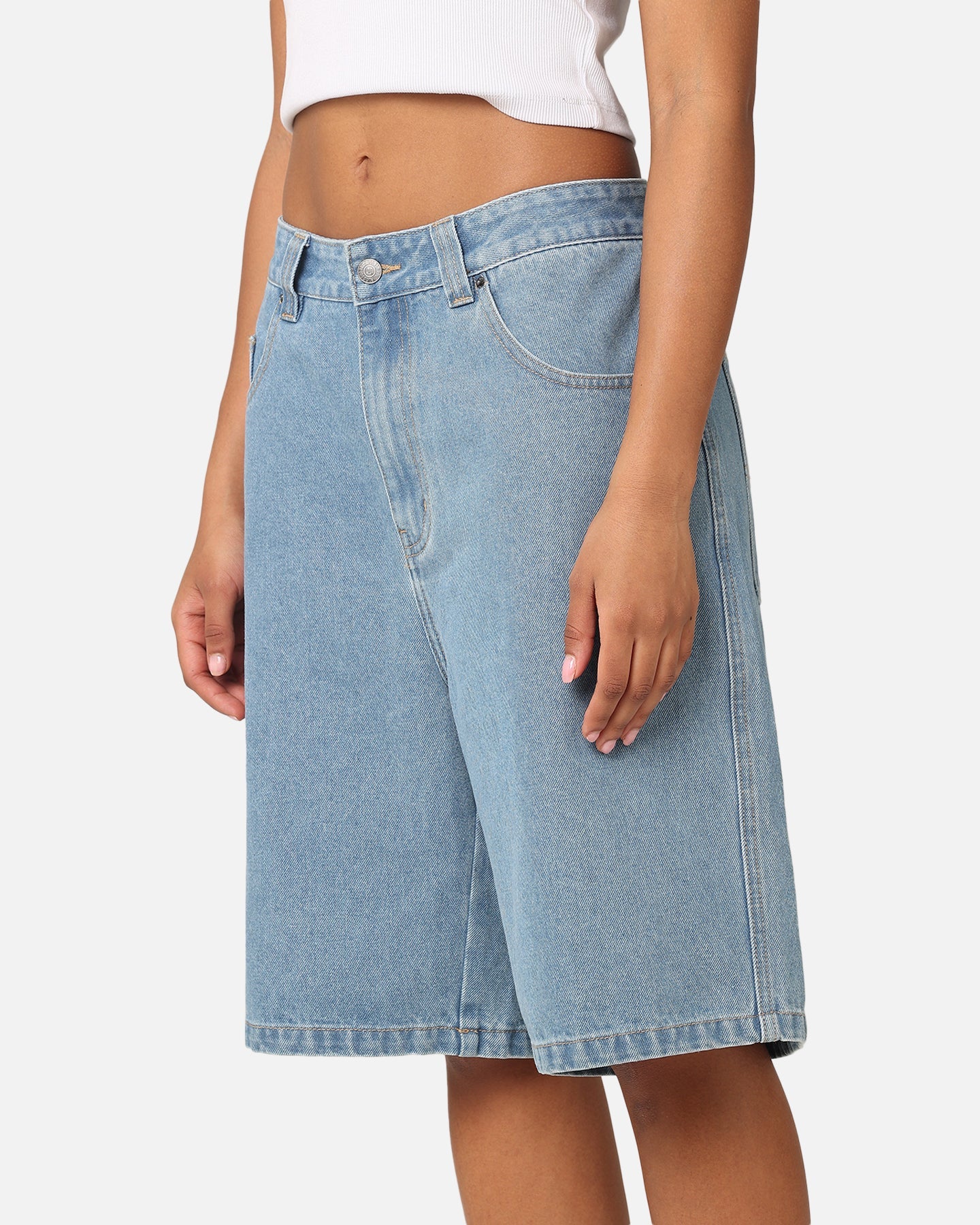S Double Denim Standard Shorts Mid Blue