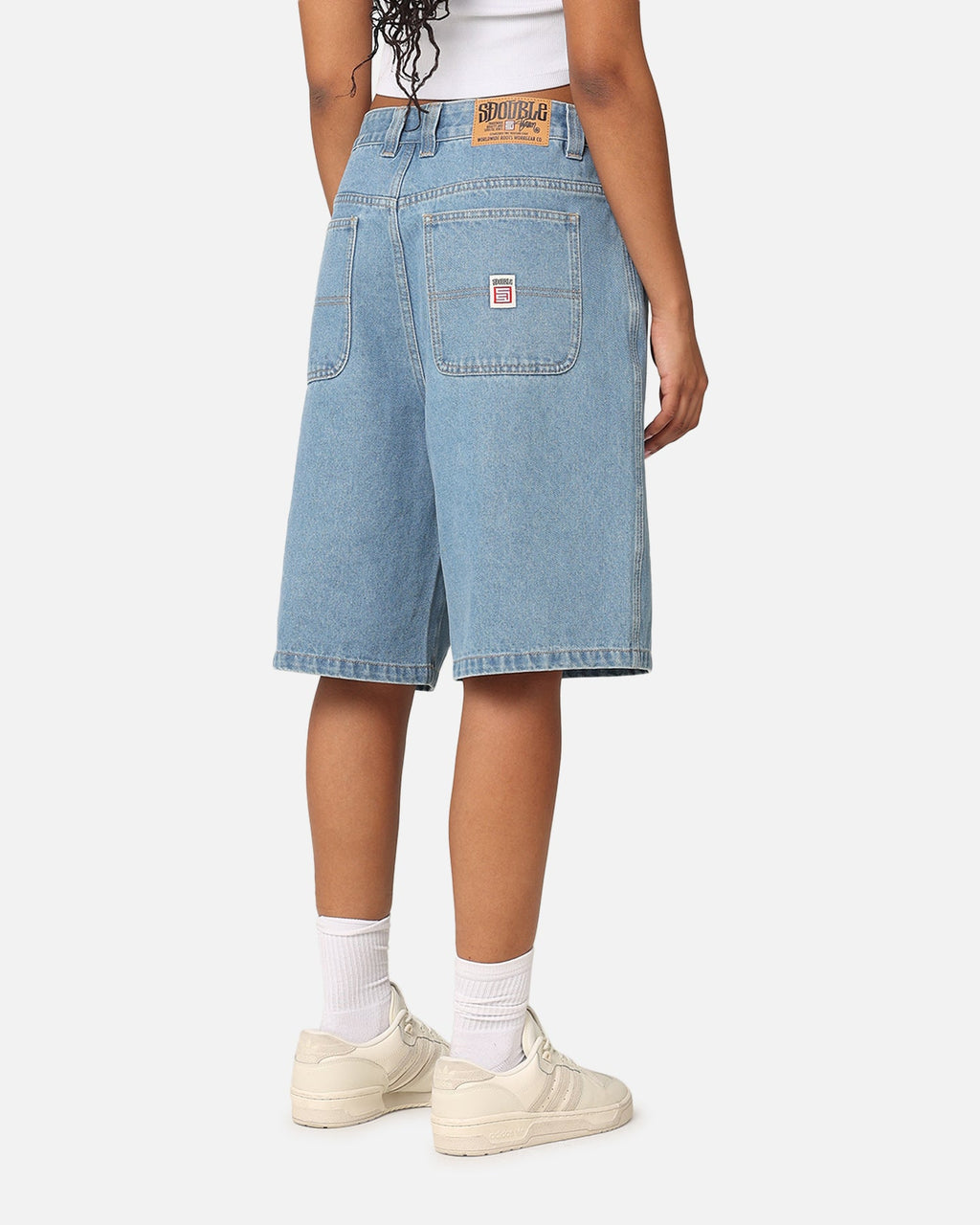S Double Denim Standard Shorts Mid Blue
