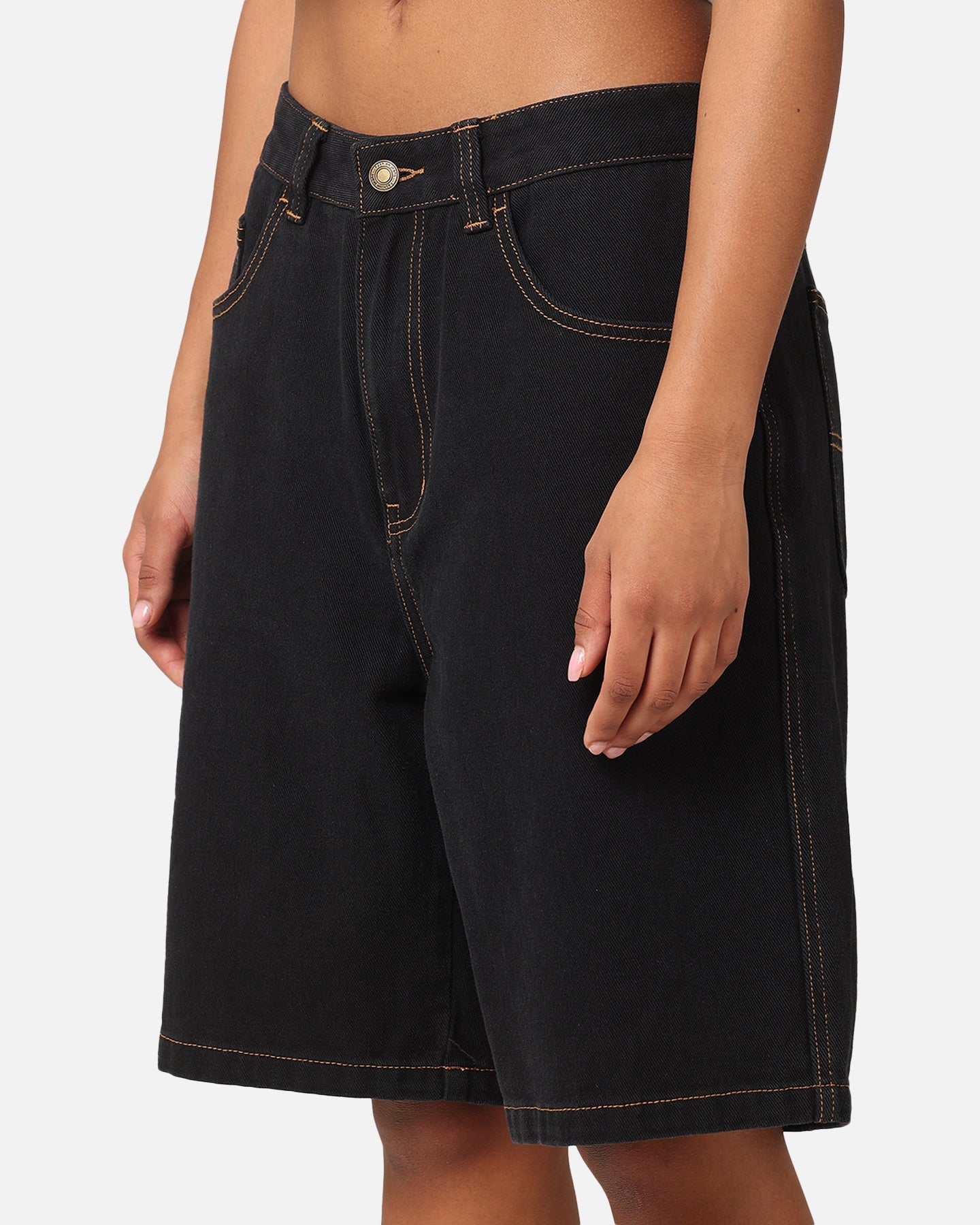 S Double Print Denim Standard Shorts Black
